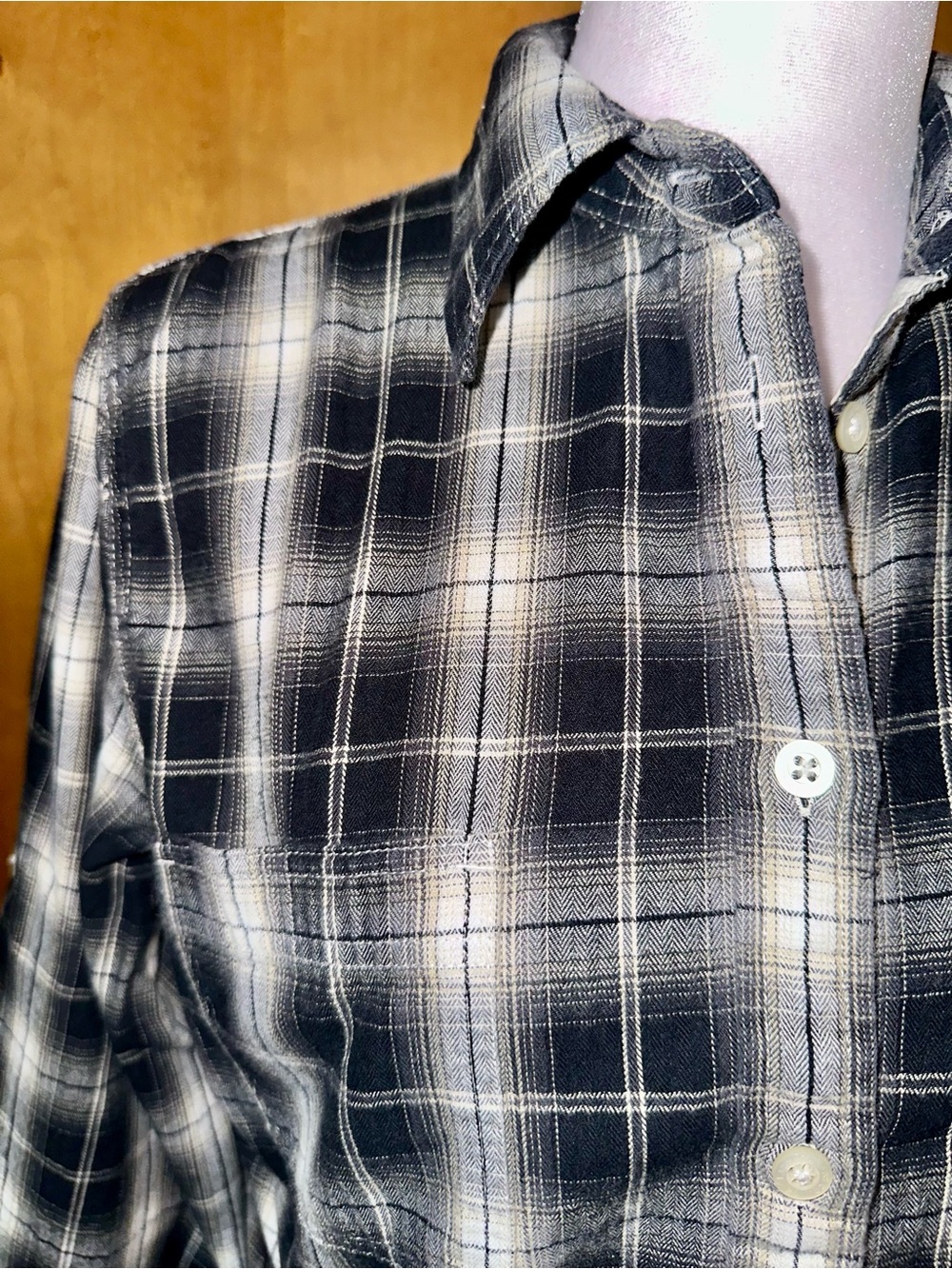 Ralph Lauren Black and White Plaid Button-Down Shirt - Picture 2 of 6